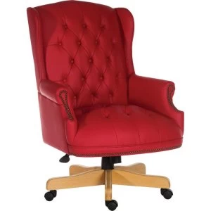 Teknik Chairman Leather Swivel Chair - Red