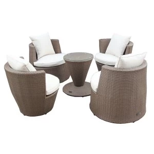 Charles Bentley 5pc Rattan Patio Table Chairs Set - Light Brown