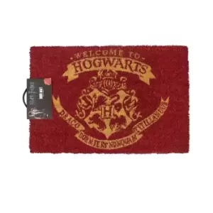 Harry Potter Official Welcome To Hogwarts Door Mat (One Size) (Red)