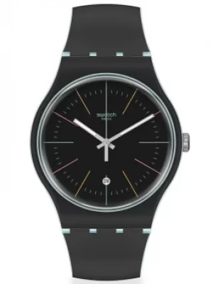 Swatch Mens Black Layered Strap Watch SUOS402