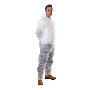 SuperTouch Large Coverall Non Woven PP Disposable with Zip Front White