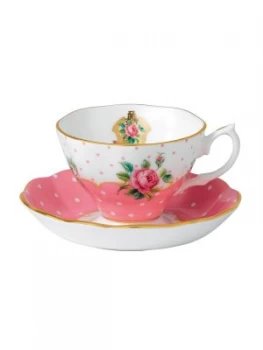 Royal Albert Cheeky Pink Vintage Tea Cup and Saucer Set Pink