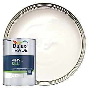 Dulux Trade Vinyl Silk Emulsion Paint - Pure Brilliant White 5L
