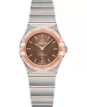 Omega Constellation Manhattan Quartz 25mm Brown Dial Rose Gold and Stainless Steel Womens Watch 131.20.25.60.13.001 131.20.25.60.13.001
