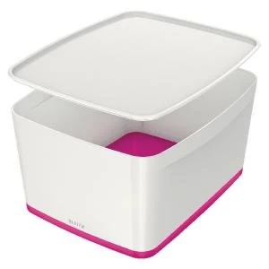 Leitz MyBox Large Storage Box With Lid WhitePink 52161023