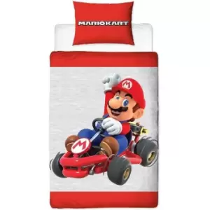 Super Mario Closeup Duvet Cover Set (Double) (Grey/White/Red) - Grey/White/Red