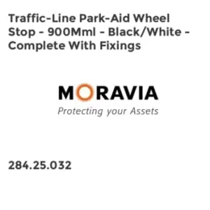 Moravia Traffic-line Park-aid Wheel Stop - 900mmL - Black/White - Complete with