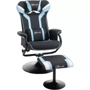Vinsetto Video Game Chair and Footrest Set with Lumbar Support Headrest Blue - Blue