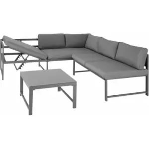Tectake - Garden corner sofa set Faro 2 sofas, 1 table - outdoor sofa, garden sofa set, patio set - glass top - grey