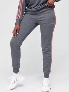 adidas Essentials 3 Stripes Cuffed Pants - Dark Grey Heather, Size XS, Women