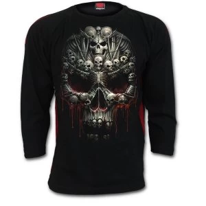 Death BoneRed Ripped Mens X-Large Long Sleeve T-Shirt - Black