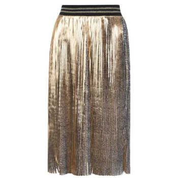 Biba Foil Pleated Skirt - Gold Multi