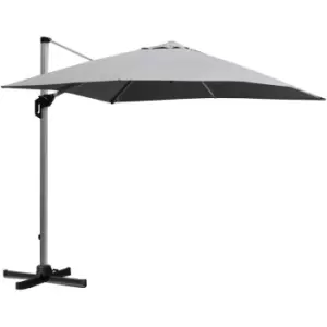 3m 360° Rotating & Overhanging Cantilever Parasol Outdoor Umbrella Grey - Outsunny