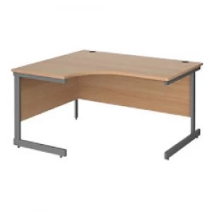 Left Hand Ergonomic Desk with Beech Coloured MFC Top and Graphite Frame Cantilever Legs Contract 25 1400 x 1200 x 725 mm