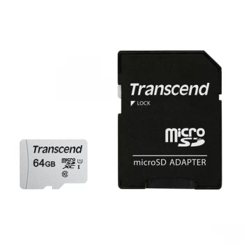 Transcend 64GB 300S UHS-I U1 MicroSD Card with Adapter