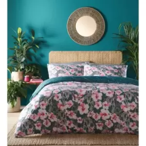 Portfolio - Home Floral Leopard Floral Duvet Cover King Size Reversable Bedding Bed Set - Multicoloured