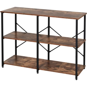 3-Tier Industrial Style Shelf Metal Frame Shelves Adjustable Feet Brown - Homcom