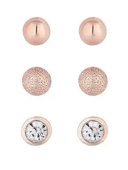 Mood Rose Gold 3 Pack Pack Studs Earrings, One Colour, Women