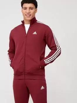 adidas Sportswear Sportswear Basic 3-Stripes French Terry Tracksuit - Maroon, Maroon, Size S, Men