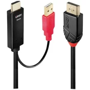 LINDY Cable DisplayPort plug, HDMI-A plug, USB-A plug 0.5 m Black 41424 DisplayPort cable