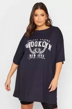 'Brooklyn' Slogan Oversized Tunic T-Shirt