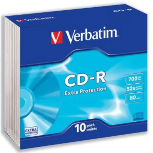 Verbatim CD-R Recordable Disk Slim Cased Write-once 52x Speed 80 Min 4037735