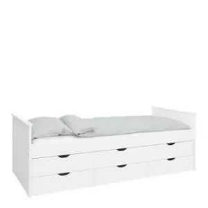 Alba Single Bed With 6 Drawers White