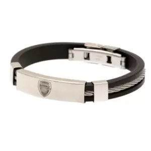 Arsenal FC Silver Inlay Silicone Bracelet (One Size) (Black)
