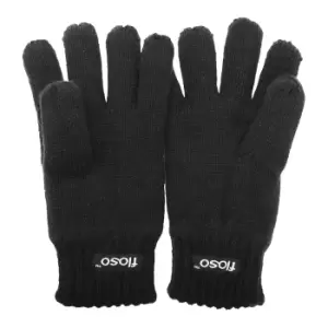 FLOSO Childrens Unisex Knitted Thermal Thinsulate Gloves (3M 40g) (8-9 Years) (Black)