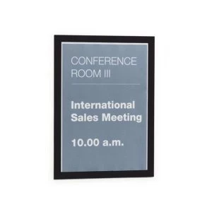 Durable DURAFRAME A4 Self Adhesive Information Sign with Folding Magnetic Front Panel Black Pack of 2