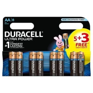 Duracell Ultra Power Alkaline 5+3 AA Batteries - Pack of 8