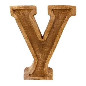 Letter Y Hand Carved Wooden Embossed