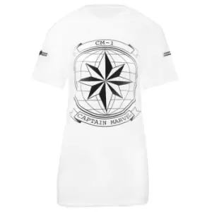 Captain Marvel Womens/Ladies Star Insignia And Globe T-Shirt (L) (White/Black)