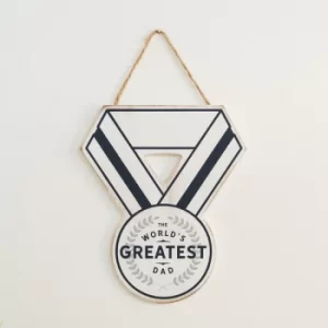 World's Greatest Dad Wooden Medal Plaque