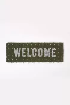 Green 'Welcome' Non-Slip Coir Doormat