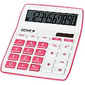 GENIE Desktop Calculator 840 P 10 Digit Display Pink