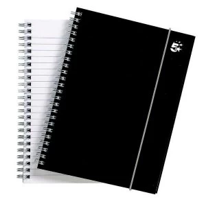 5 Star Notebook Wirebound Polypropylene Elasticated 80gsm A5 Black Pack 6