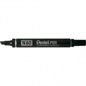 Pentel N60, Permanent Marker, Chisel Tip, 3.9mm - 5.7 mm, Black