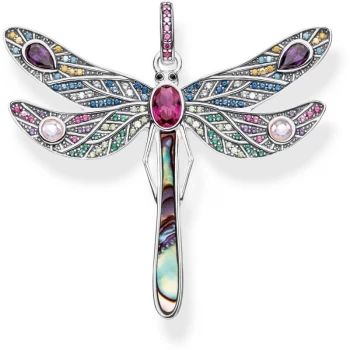 Ladies Thomas Sabo Sterling Silver Glam & Soul Paradise Colours Large Silver Dragonfly Pendant