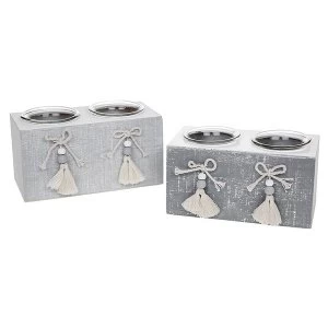Provence Cool Grey Double Tealight (One Supplied)