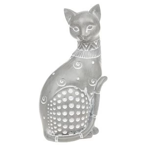 Country Grey Sitting Cat Large Ornament
