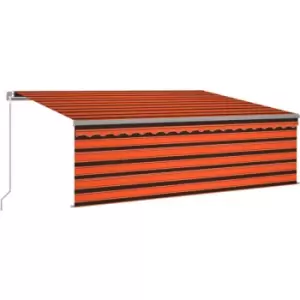 Vidaxl - Manual Retractable Awning with Blind&LED 4x3m Orange&Brown Multicolour