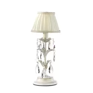 Karen Table Lamp With Round Tapered Shade, Ivory