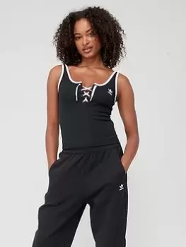 adidas Originals Laced Tank Top - Black, Size 14, Women