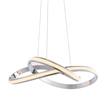 Aria Integrated LED Pendant Chrome Effect Plate & Matt White Silicone 1 Light Dimmable IP20