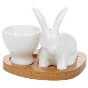 White Bamboo Egg Cup Bunny