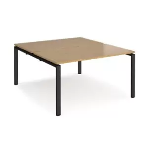 Bench Desk 2 Person Starter Rectangular Desks 1400mm Oak Tops With Black Frames 1600mm Depth Adapt