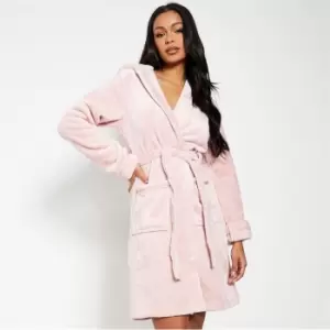 I Saw It First Luxury Sherpa Fleece Hooded Dressing Gown - Pink
