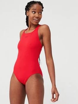 Speedo Endurance+ Medalist Swimsuit - Red , Red, Size 42, Women