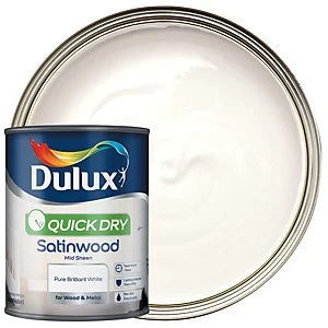 Dulux Quick Dry Pure Brilliant White Satinwood Mid Sheen Paint 750ml